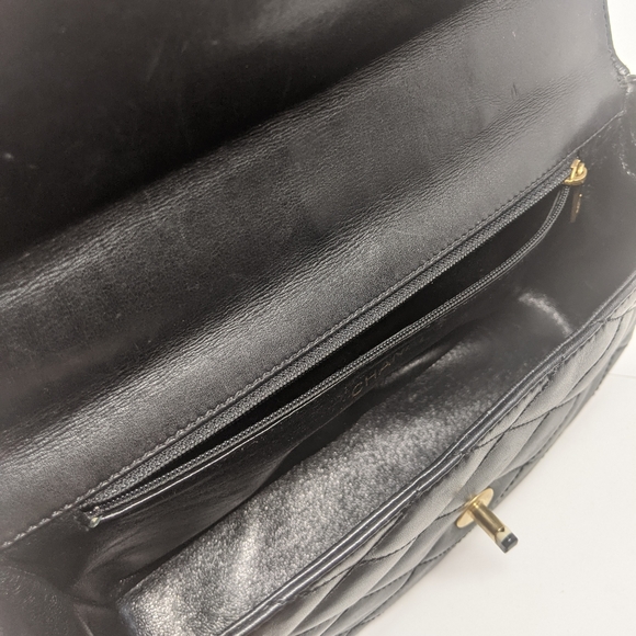 🚨Sale! 🎉HP🎉CHANEL SO BLACK Flap Bag Black White Hardware Rare! 🦄 Vintage - Picture 6 of 16